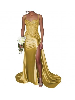Vestito Donna Maxi Diciottesimo Festa Occasione Speciale Party Dress Oro 110551